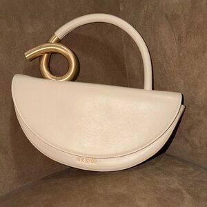 Cult Gaia Beige Shoulder Bag with Gold Detail